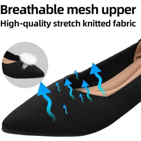 Women's Pointed Toe Ballet Flats Comfortable Casual Dressy Work Office Shoes - Picture 2 of 8